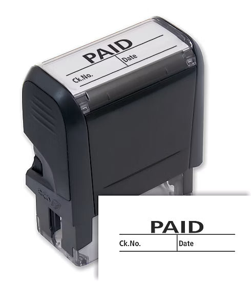 Paid Stamp With Date & Check Number Boxes - Self Inking