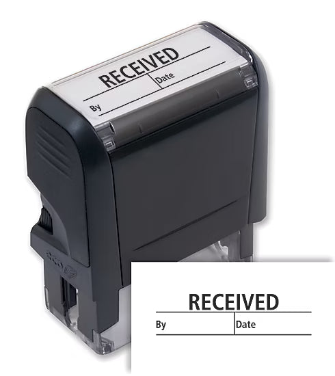 Received Stamp With By and Date Boxes - Self-Inking