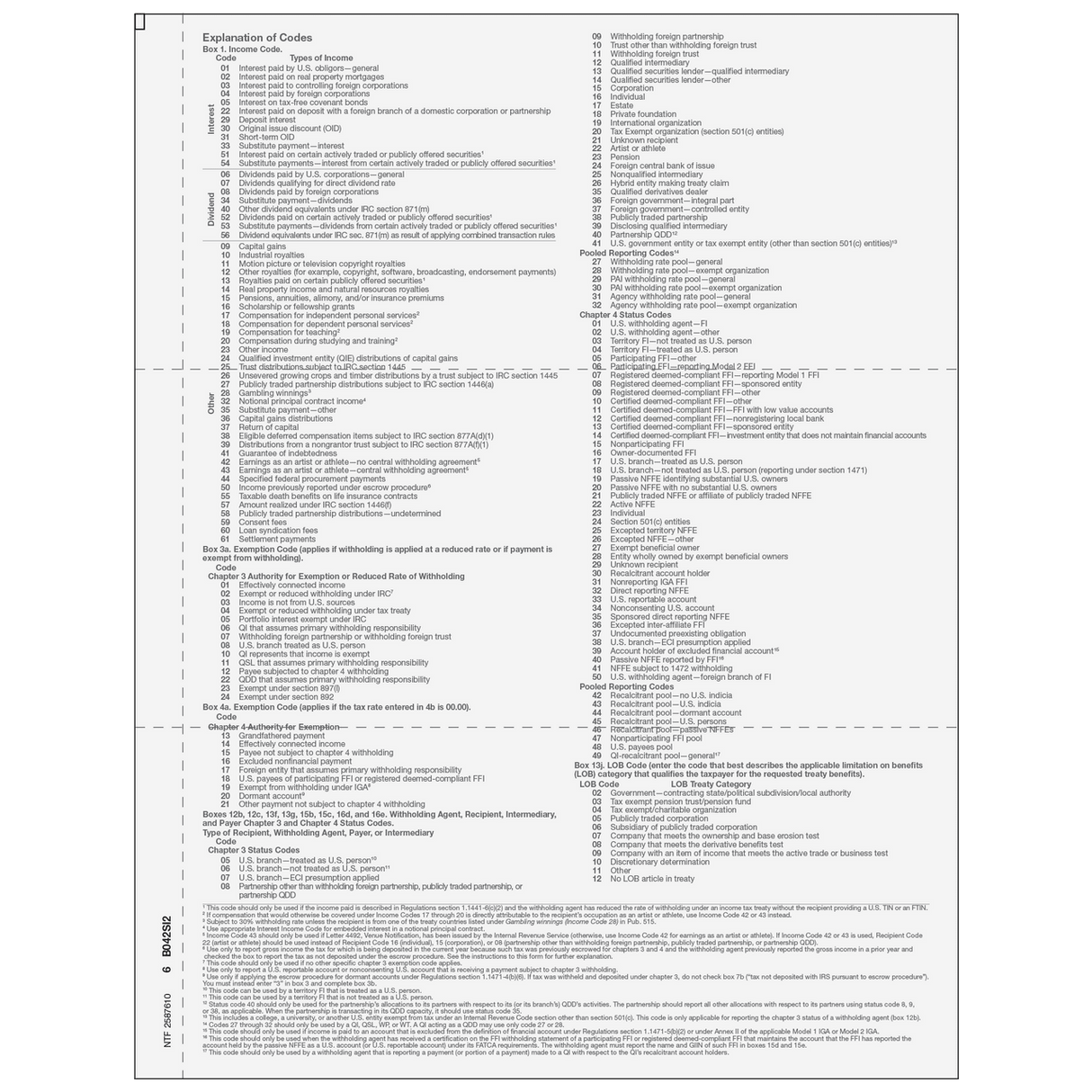 2026 1042-S Recipient Federal Copy C Forms – Back View