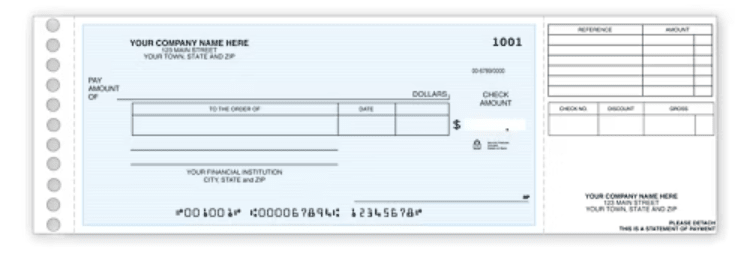 Long Stub Disbursement Check