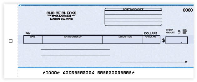 Blue Compact General Disbursement Center Check - 1-part one-write check