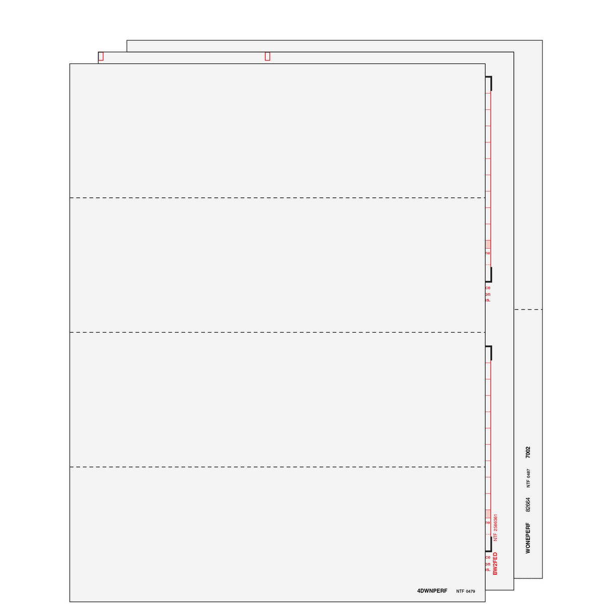 2026 W-2 Condensed 4-Up Horizontal 6-Part Blank Laser Forms with Instructions