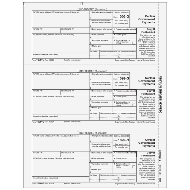 Form 1099-G Certain Government Payments - Copy B Recipient