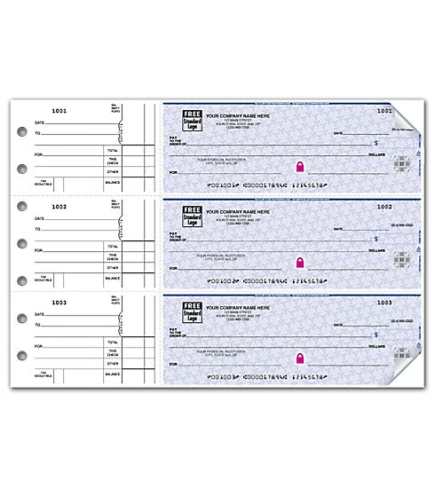 3-On-A-Page Business Size Checks, Side-Tear Voucher - 250 Qty