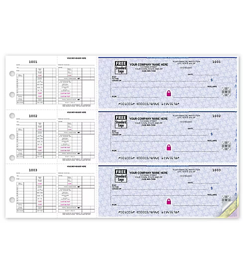 3-On-A-Page Business Size Checks for Hourly Payroll - 250 Qty