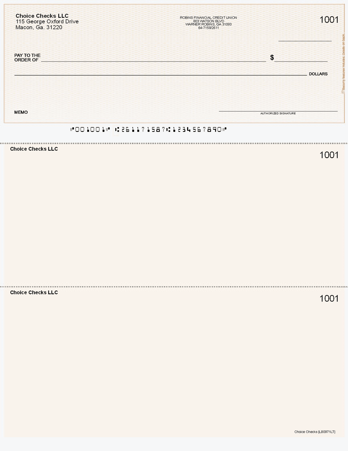 Lattice Imprinted Business Checks on Top - Good Security - Lattice Tan