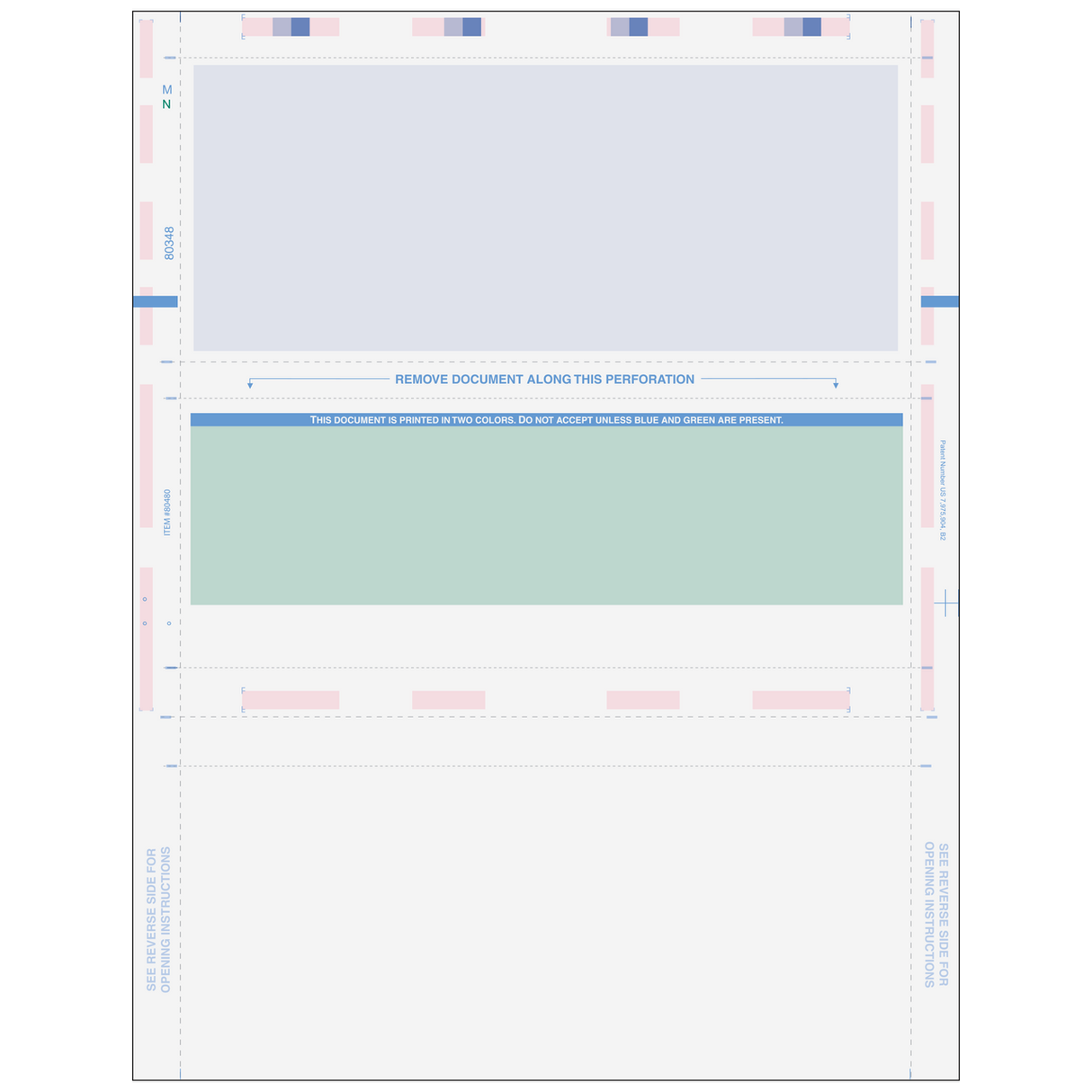 Pressure Seal Z-Fold Blank Check with Flat Background