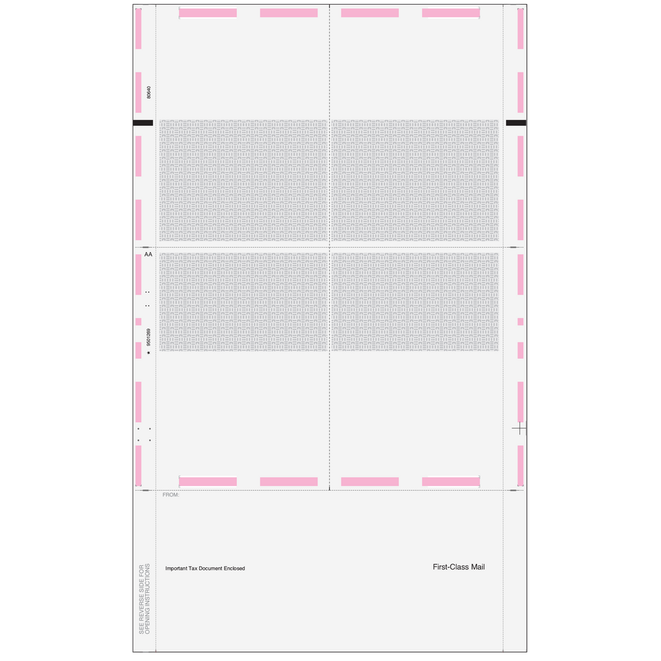 Pressure Seal EZ-Fold Blank W-2 Form 4up Quadrant (with Instructions)