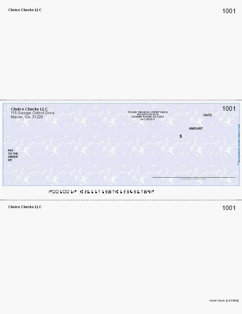 Marble Imprinted Business Check In Middle - Good Security - Marble Blue