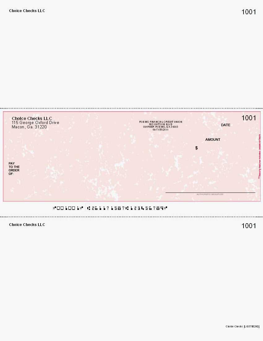 Marble Imprinted Business Check In Middle - Good Security - Marble Burgundy