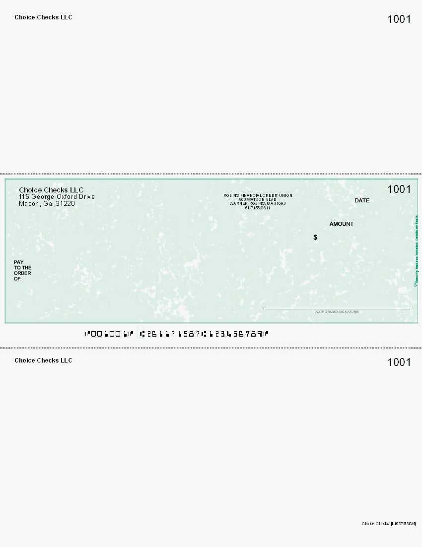 Marble Imprinted Business Check In Middle - Good Security - Marble Green