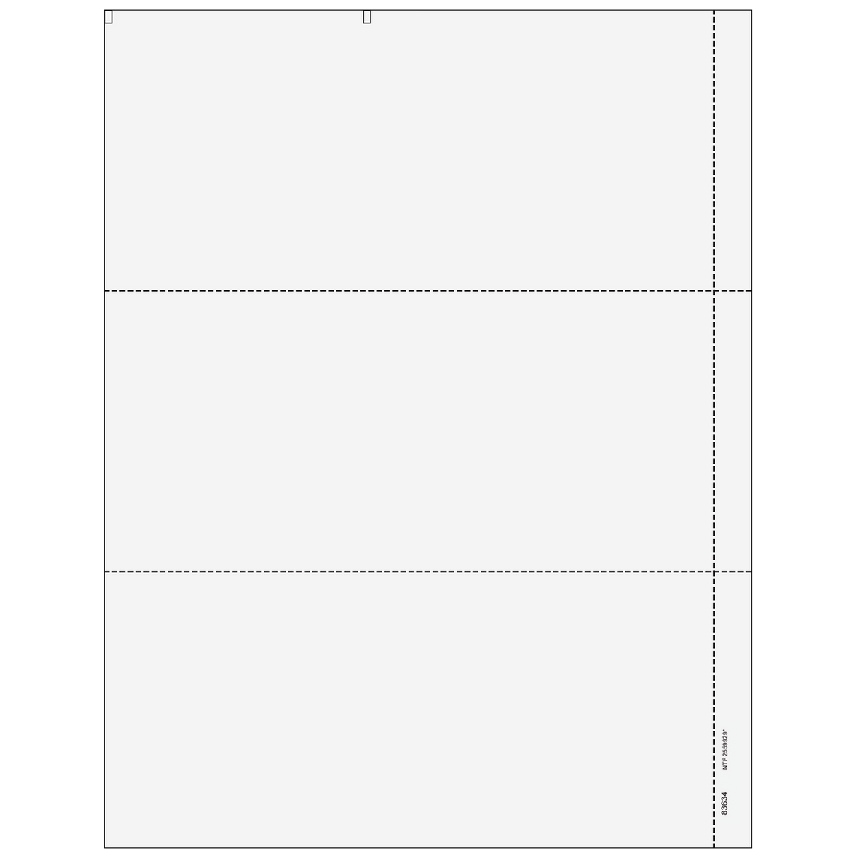 3up Blank W-2 Form with 1/2" Side Perforation (without Instructions)