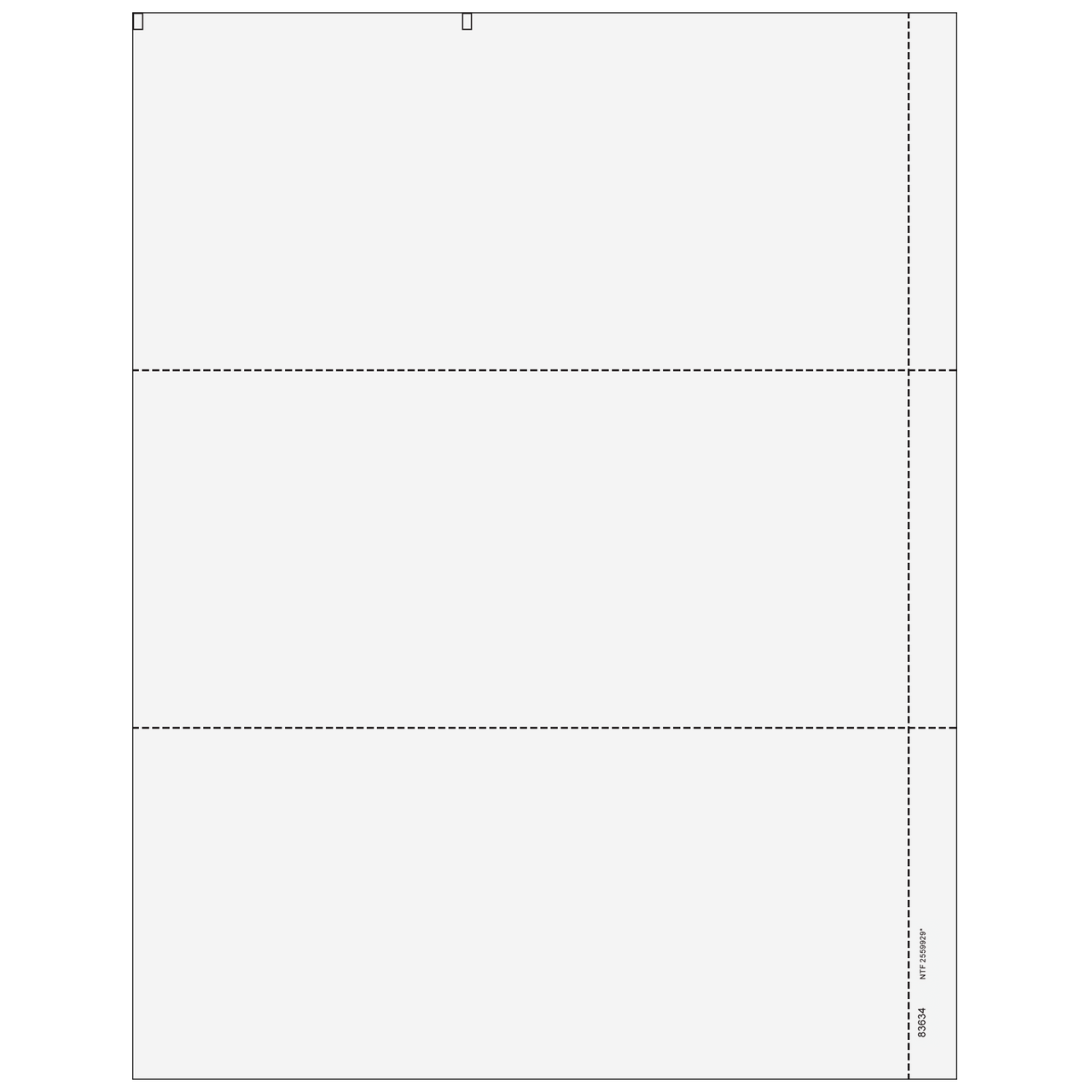 3up Blank W-2 Form with 1/2" Side Perforation (without Instructions)