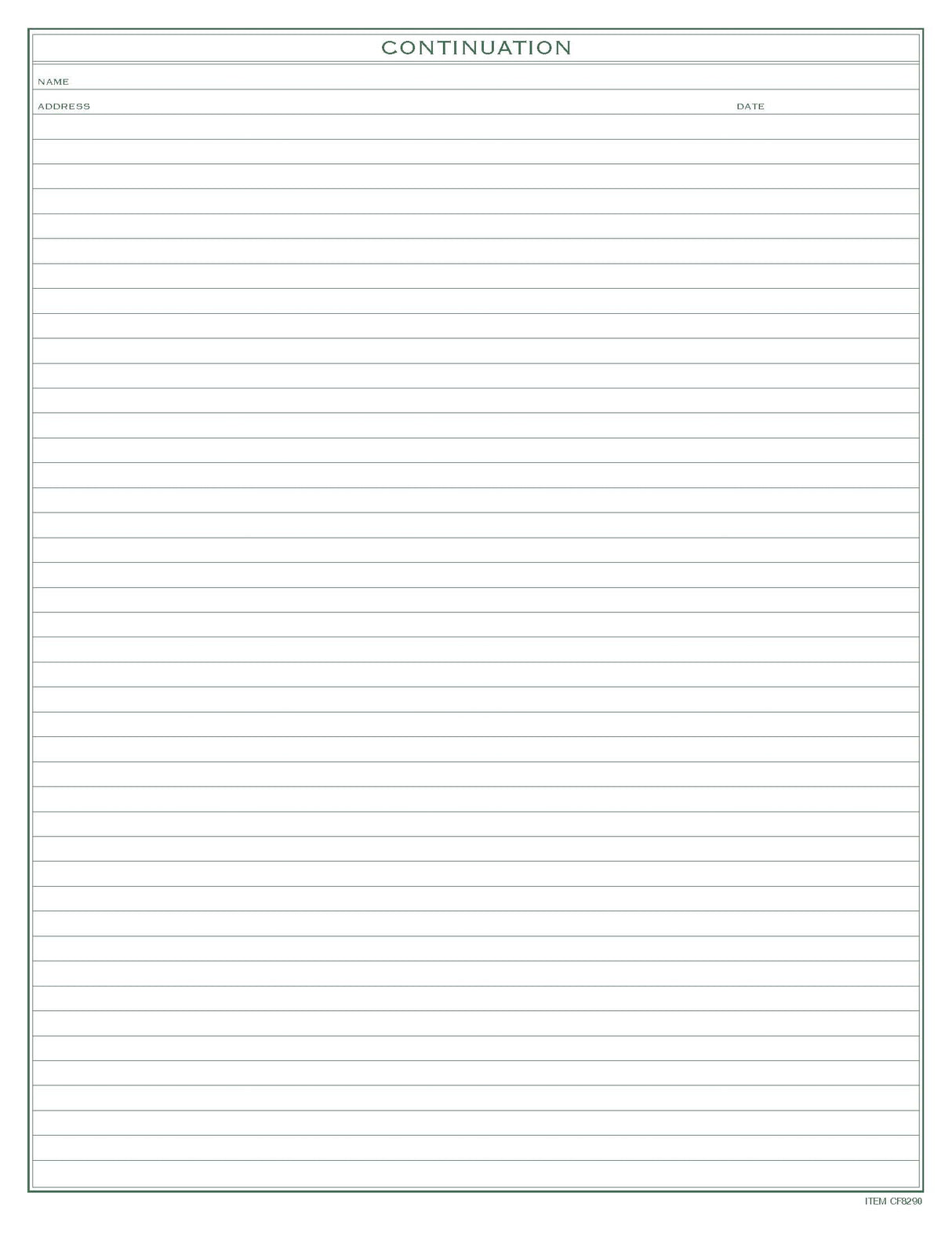 Recall Exam Charting form 1‐sided PMS 349 green 8‐1/2" 11" 2‐hole punched top (100/Pk)