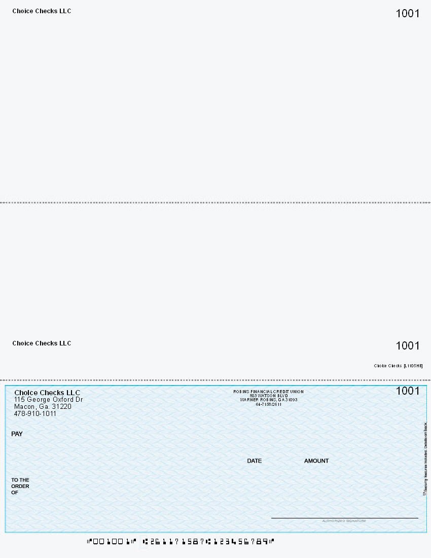 Herringbone Imprinted Business Checks on Bottom - Better Security – Blue