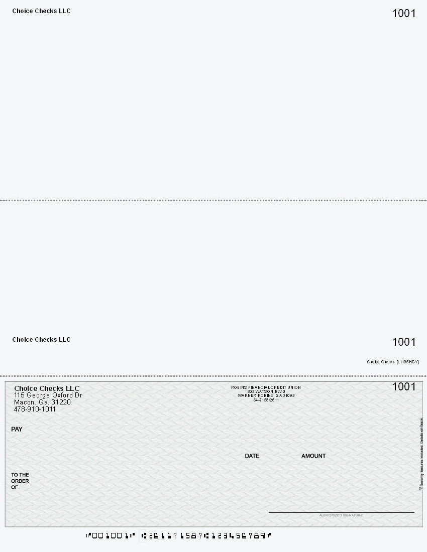 Herringbone Imprinted Business Checks on Bottom - Better Security – Gray