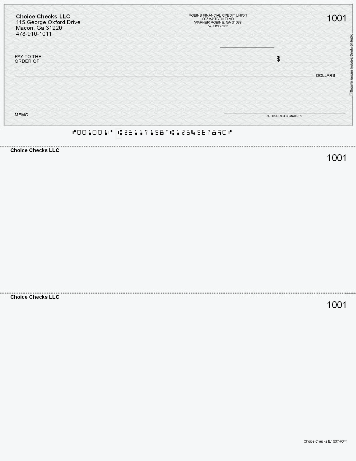 Herringbone Imprinted Business Checks on Top - Better Security – Gray