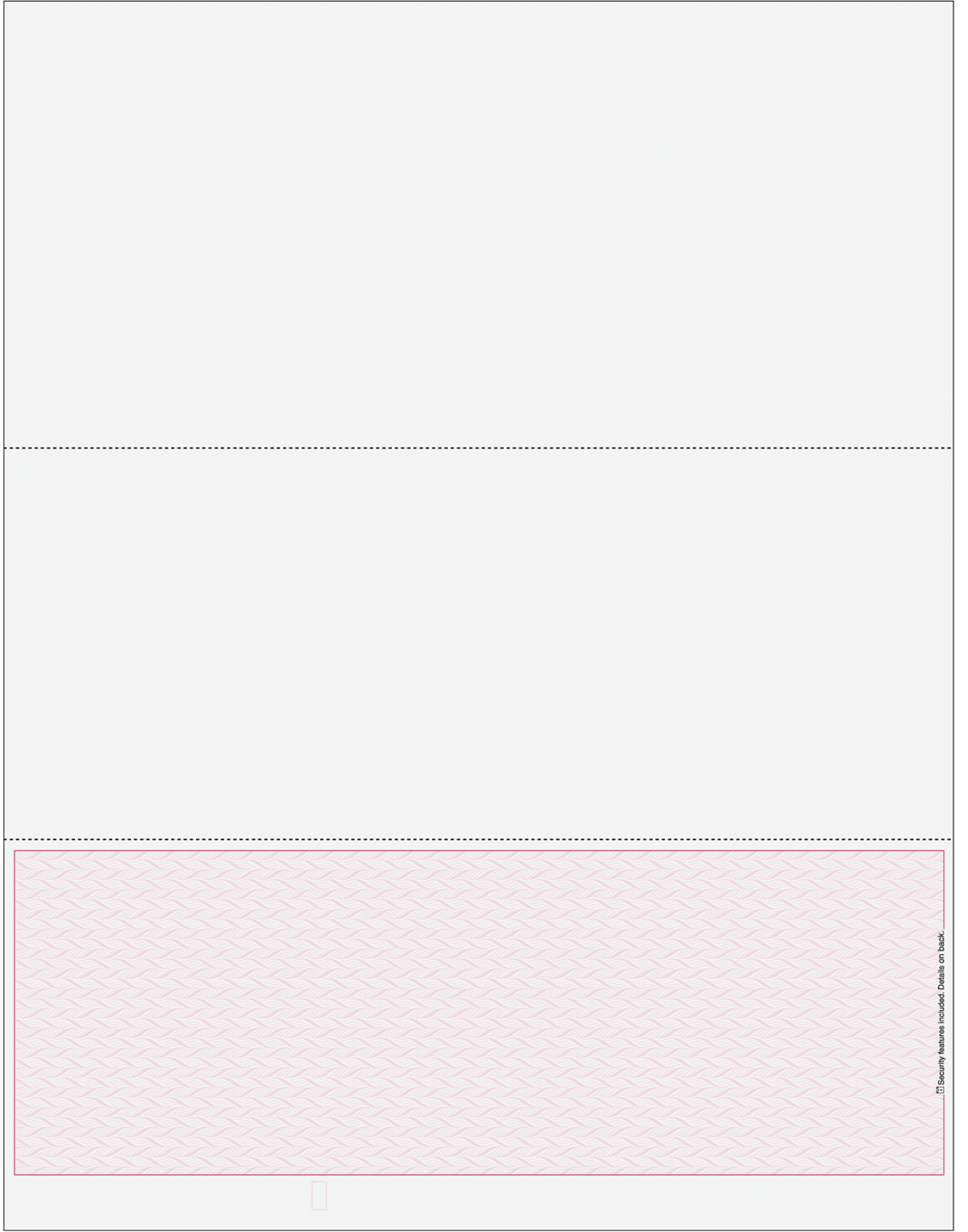 Burgundy blank business check on bottom with two voucher sections above