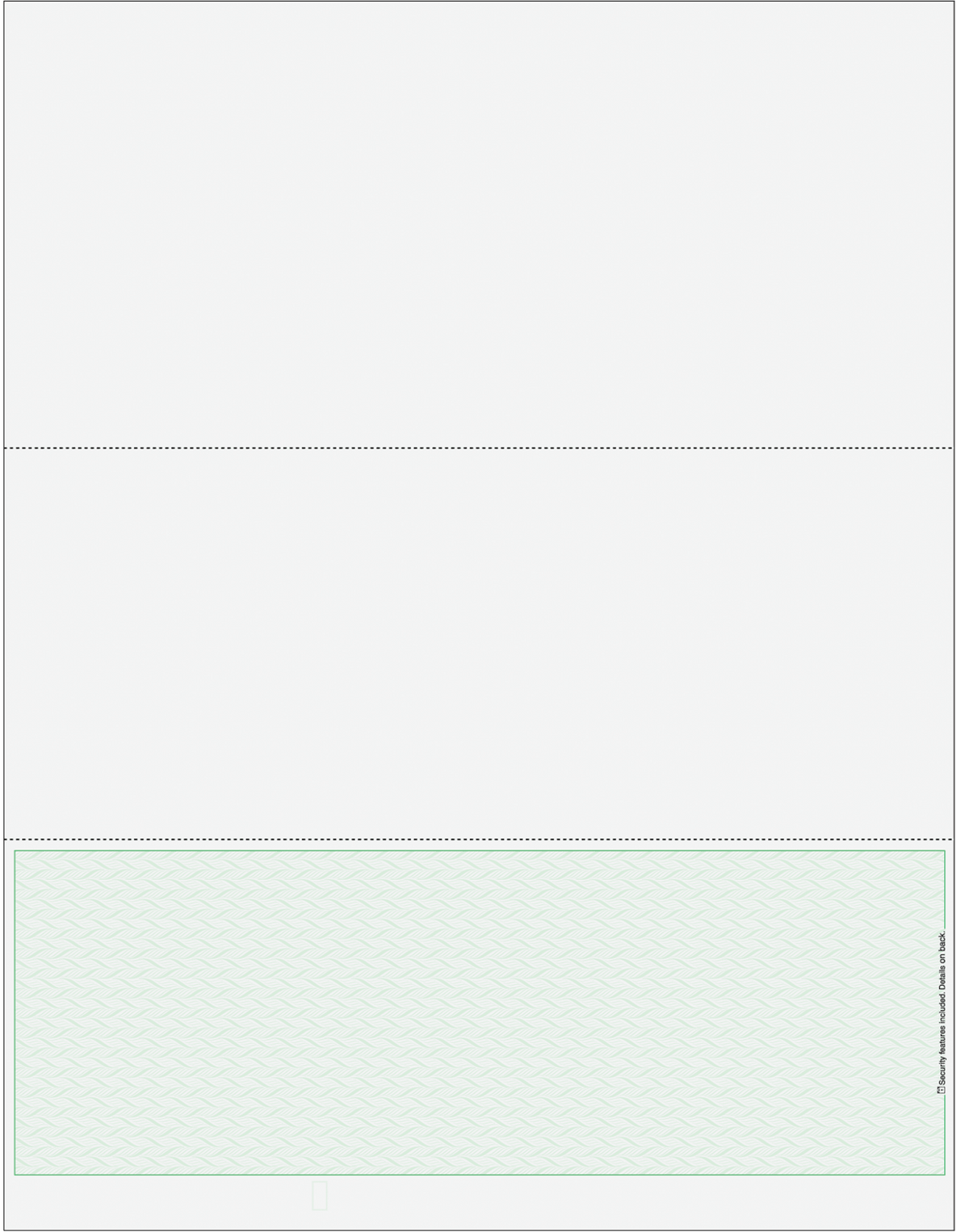 Green blank business check on bottom with two voucher sections above