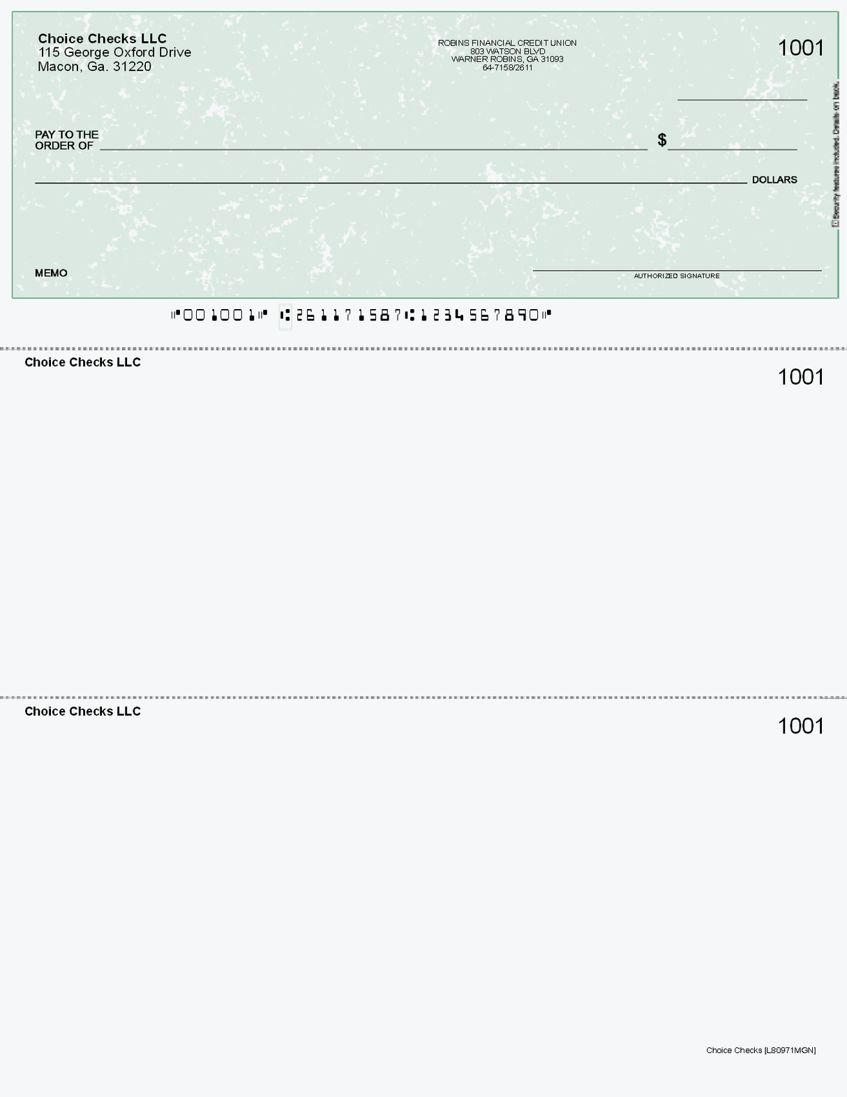 Marble Imprinted Business Check Top - Better Security