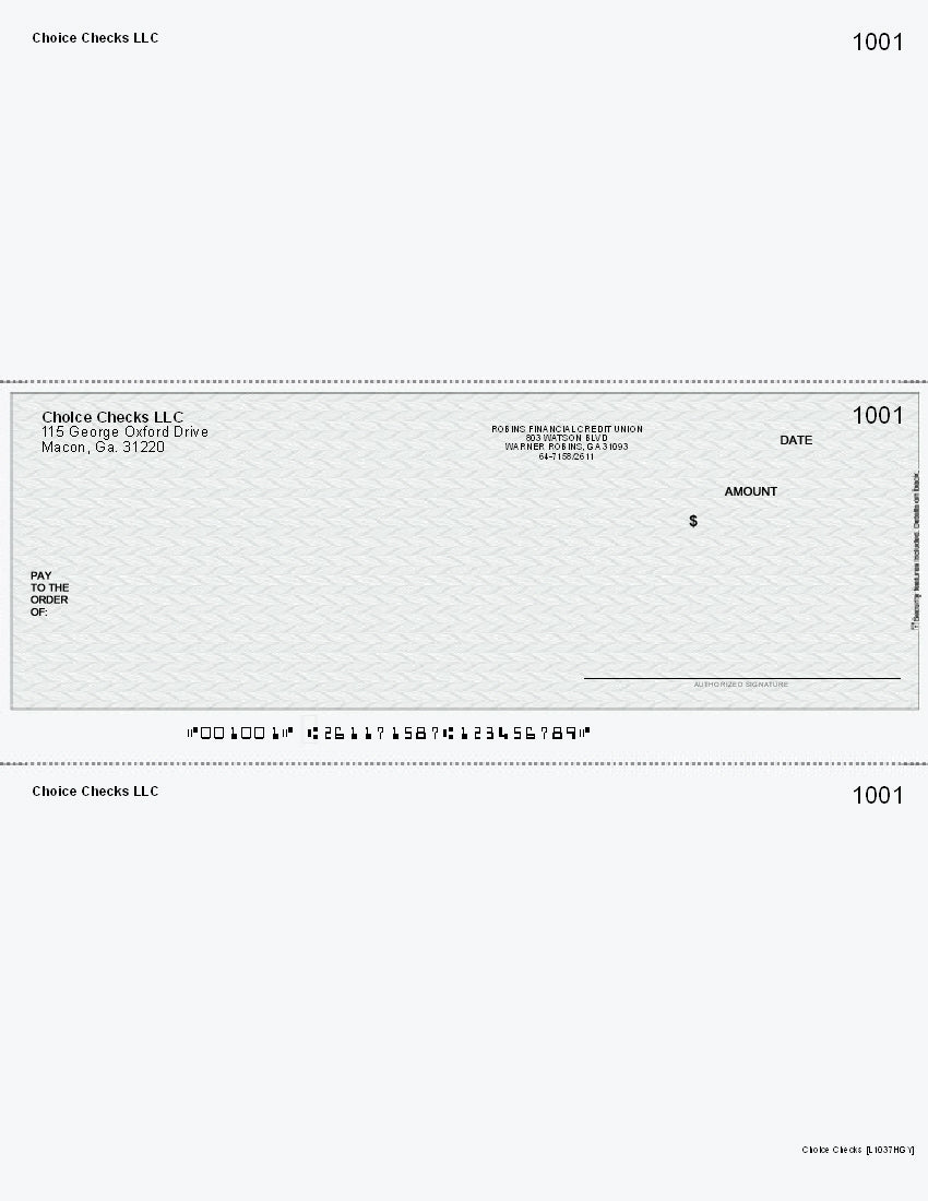 Herringbone Imprinted Business Checks In Middle -Herringbone Grey