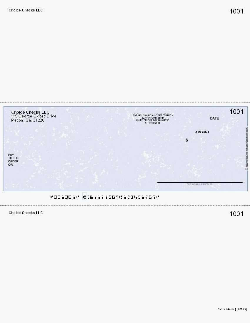 Marble Imprinted Business Check In Middle - Better Security - Marble Blue