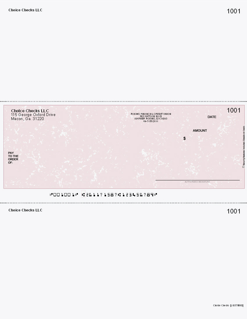 Marble Imprinted Business Check In Middle - Better Security