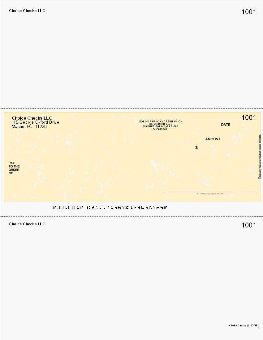 Marble Imprinted Business Check In Middle - Better Security - Marble Yellow