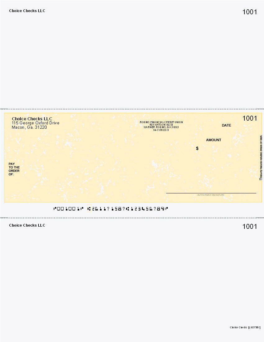 Marble Imprinted Business Check In Middle - Better Security