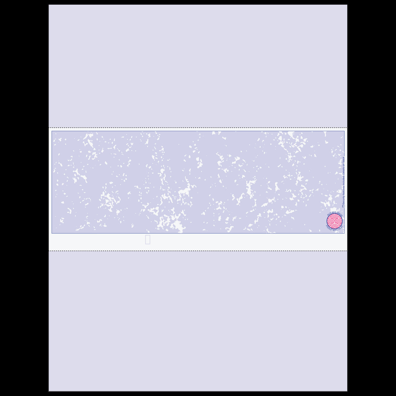 Marble Blue Blank Business Check in Middle With Colored Stub and Thermochromatic - Better Security