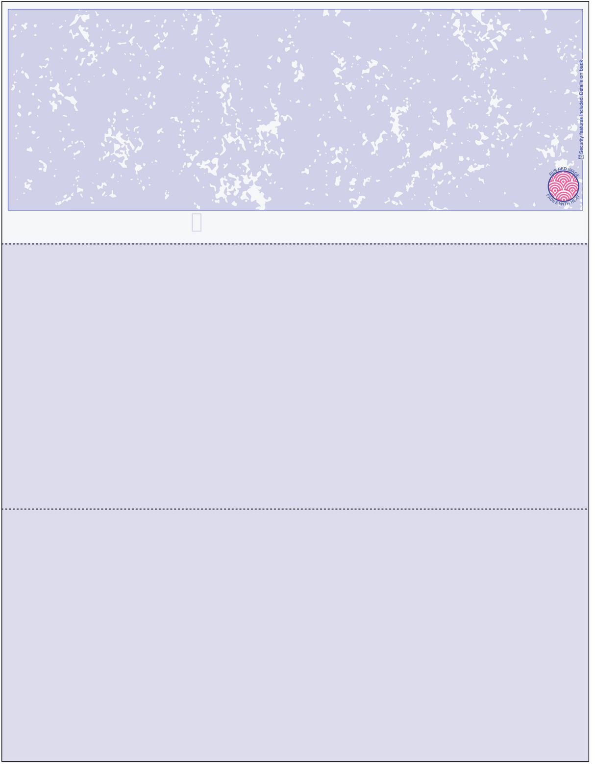 Marble Blank Business Checks on Top - Better Security - Marble Blue with Colored Stub