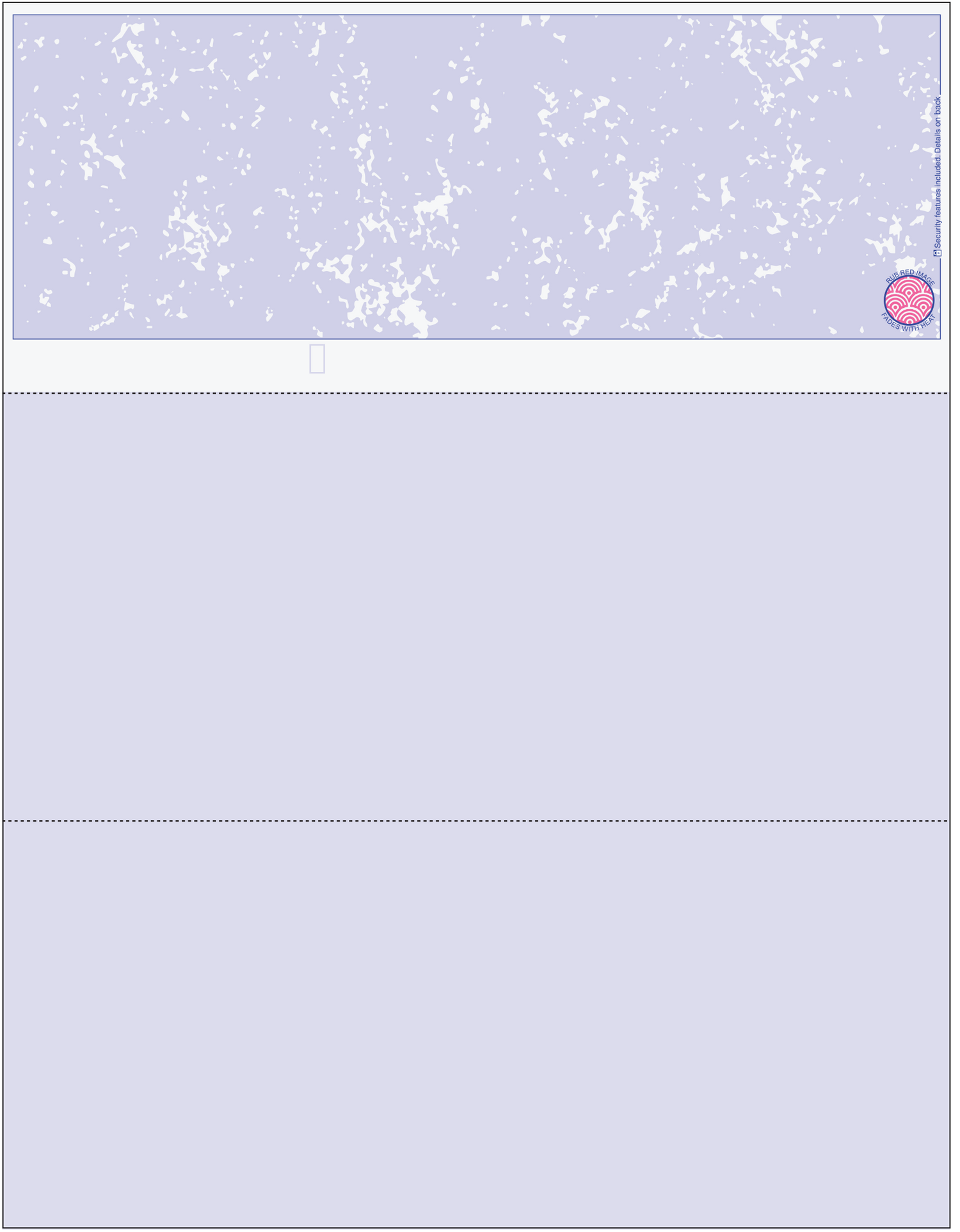 Marble Blue Better Security Blank Business Check on Top with Thermochromatic ink and colored stubs