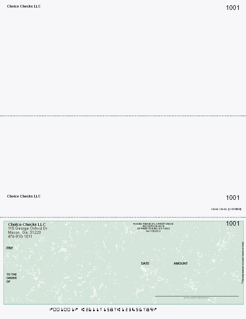 Marble Imprinted Business Check On Bottom - Better Security – Green