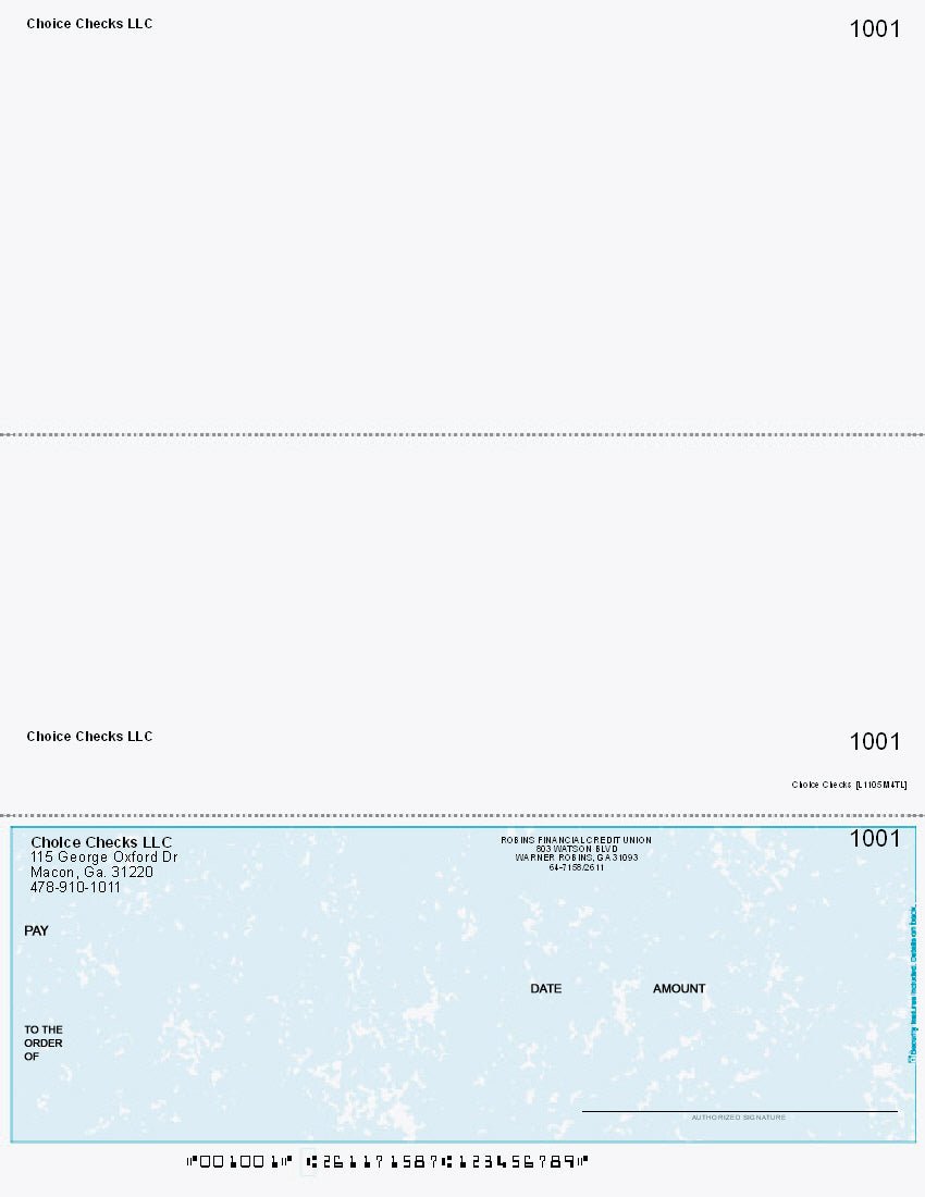 Marble Imprinted Business Check on Bottom - Good Security – Teal