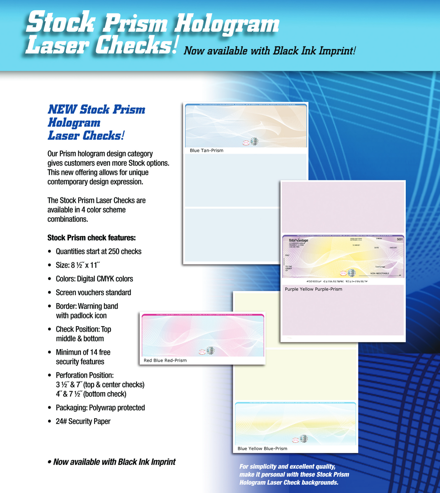 Prism Hologram Blank Business Checks on Top - Choice Checks
