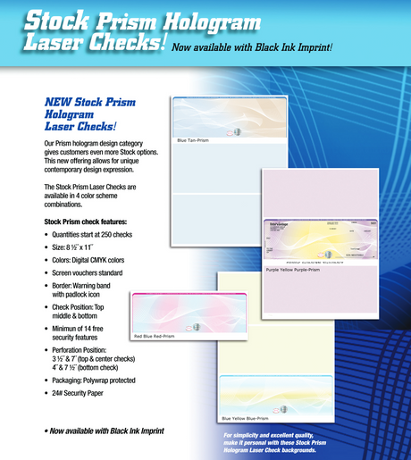 Prism Hologram Blank Business Checks on Bottom - Choice Checks