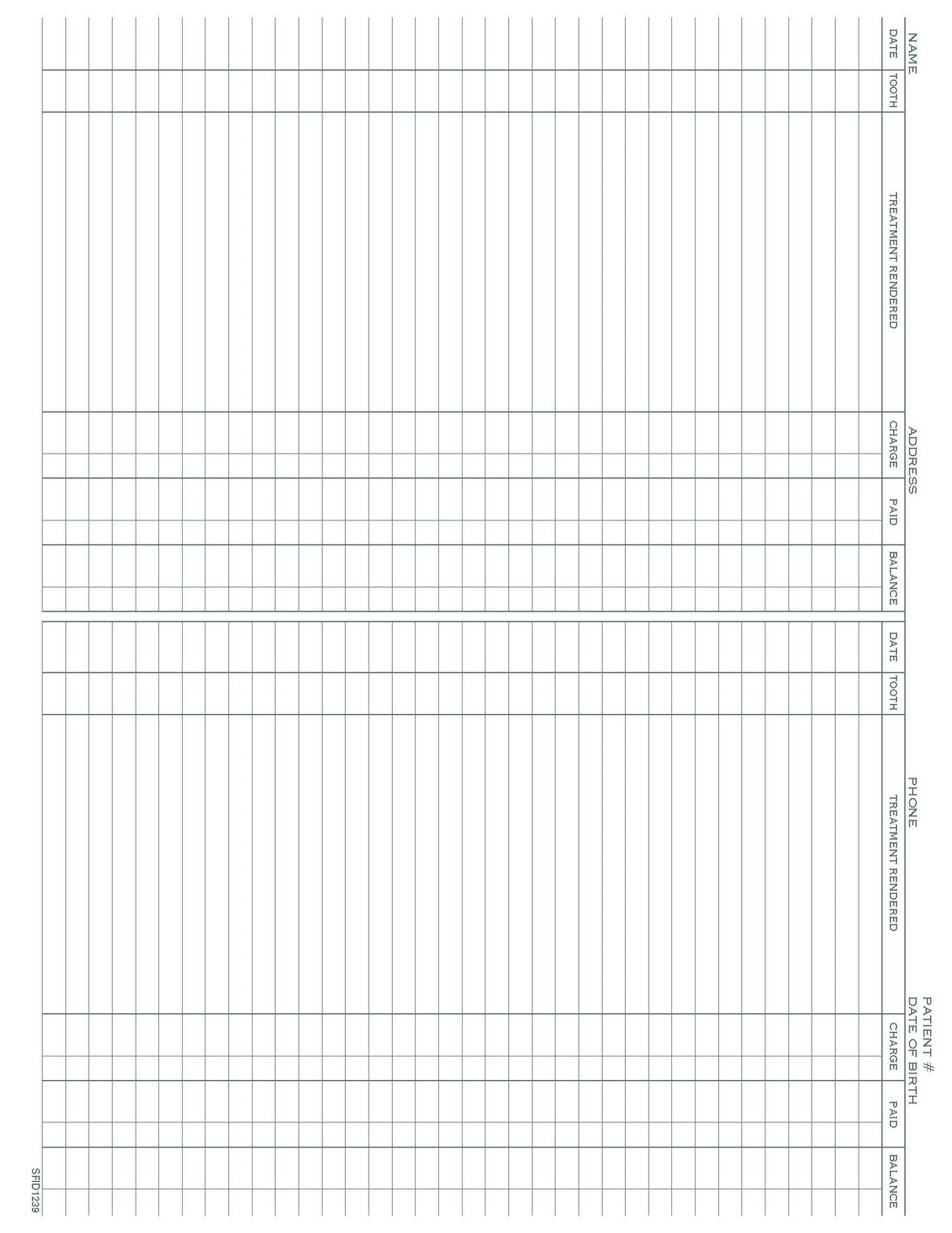 Patient Service Record form PMS 349 green 8‐1/2" x 11" (100/PK)