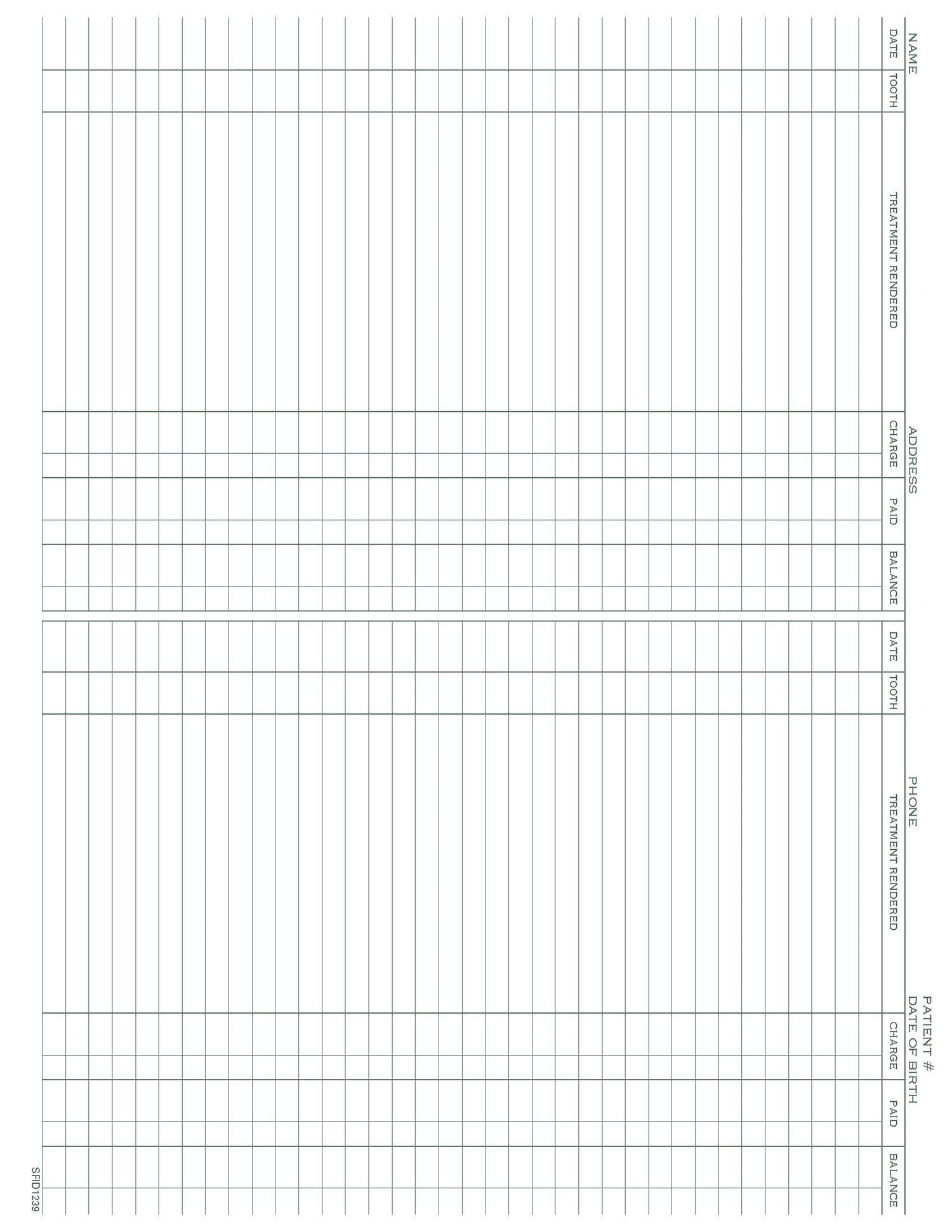 Patient Service Record form PMS 349 green 8‐1/2" x 11" (100/PK)