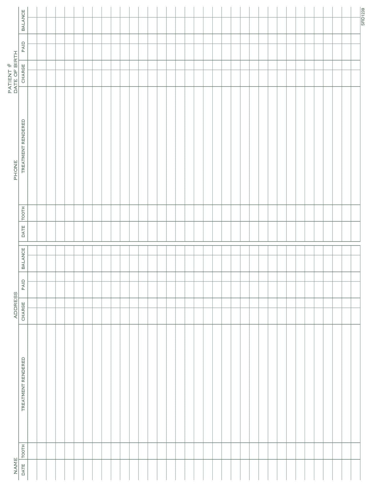 Patient Service Record form PMS 349 green 8‐1/2" x 11" (100/PK)
