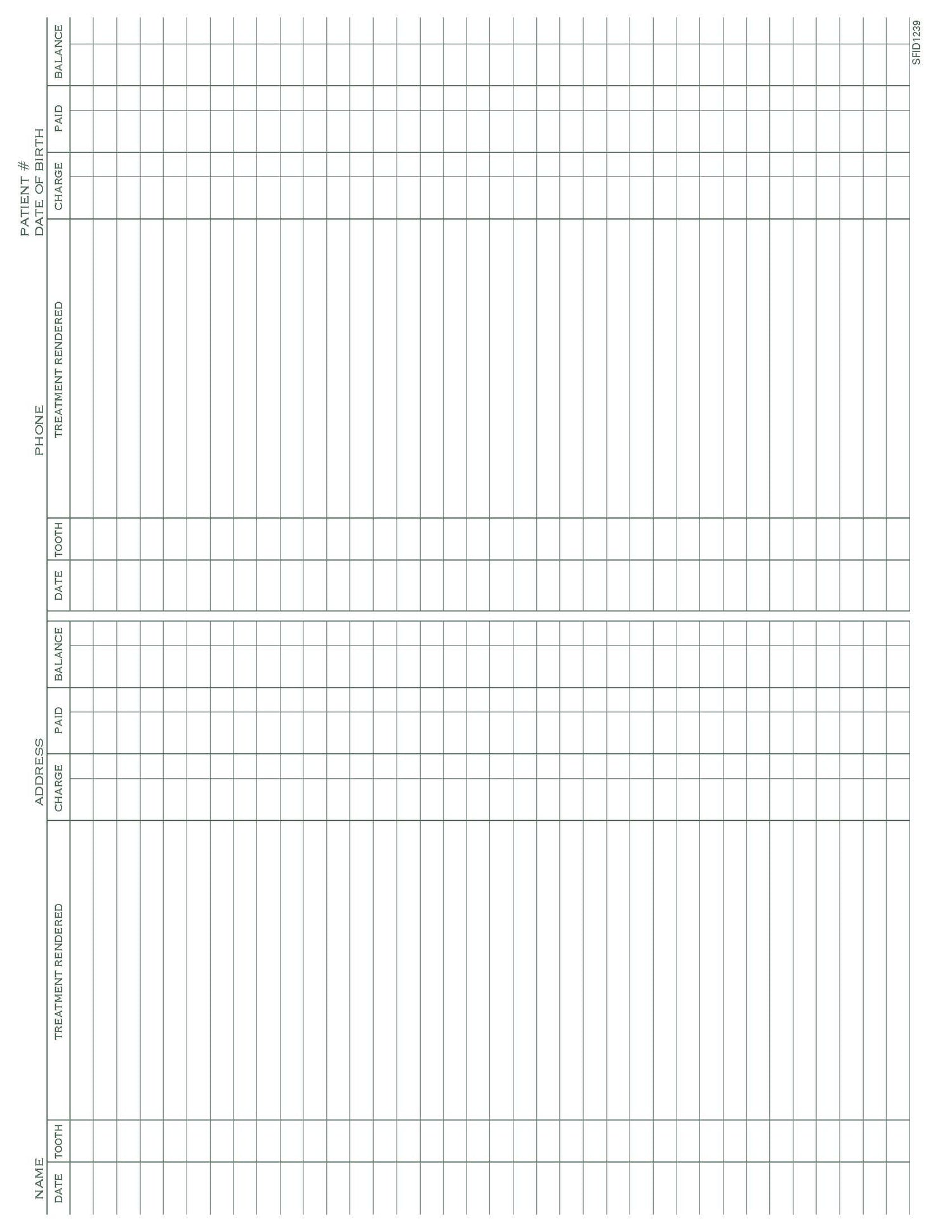 Patient Service Record form PMS 349 green 8‐1/2" x 11" (100/PK)