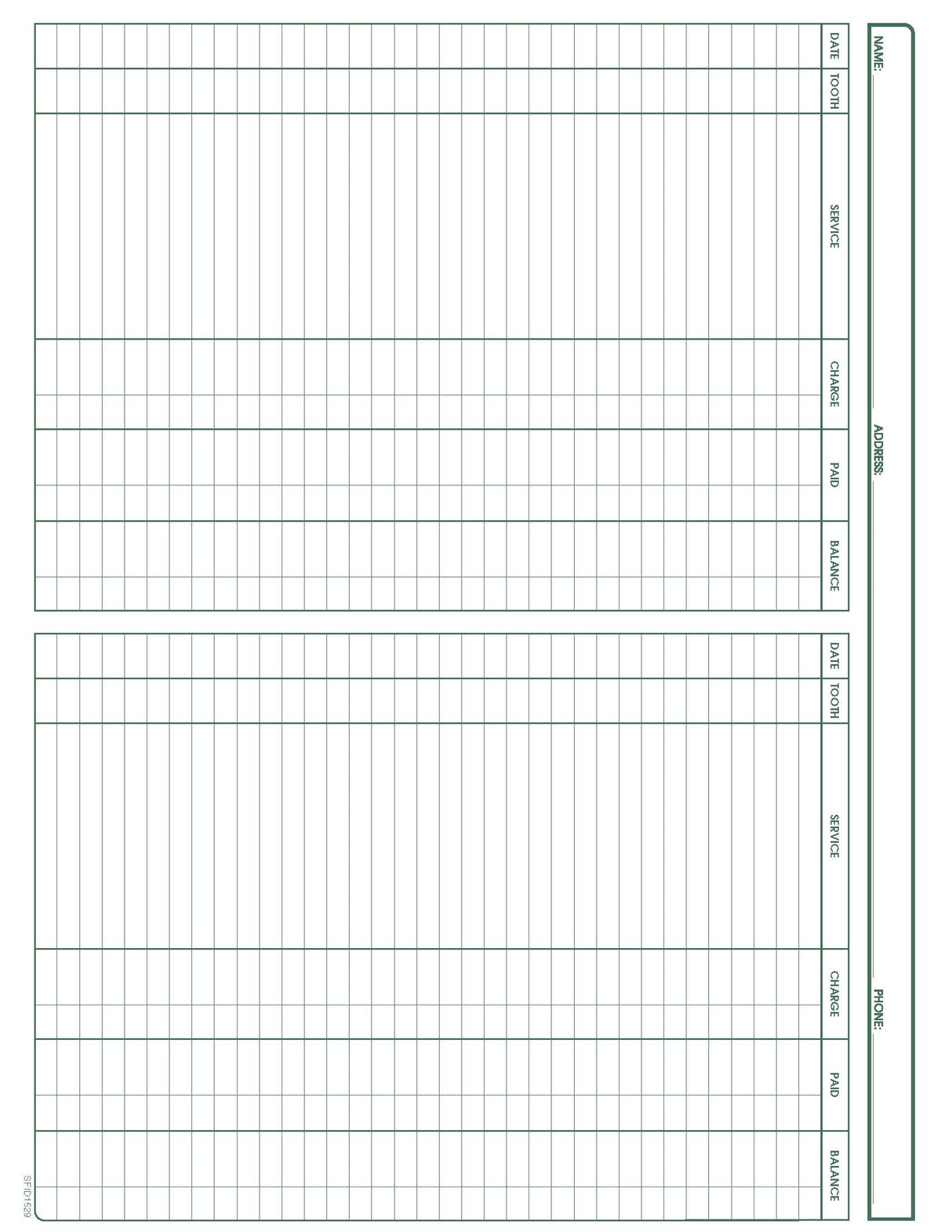 Dental Record form PMS 349 green 8‐1/2" x 11" (100/PK)