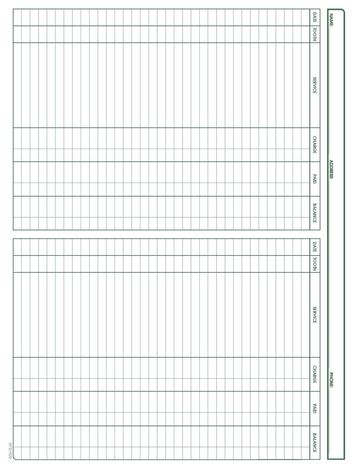 Dental Record form PMS 349 green 8‐1/2" x 11" (100/PK)