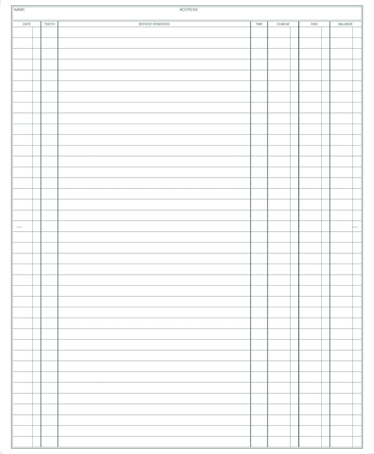 Dental Patient Record form PMS 349 green 8‐1/4" x 10" (8‐1/4" x 5" folded) (100/PK)