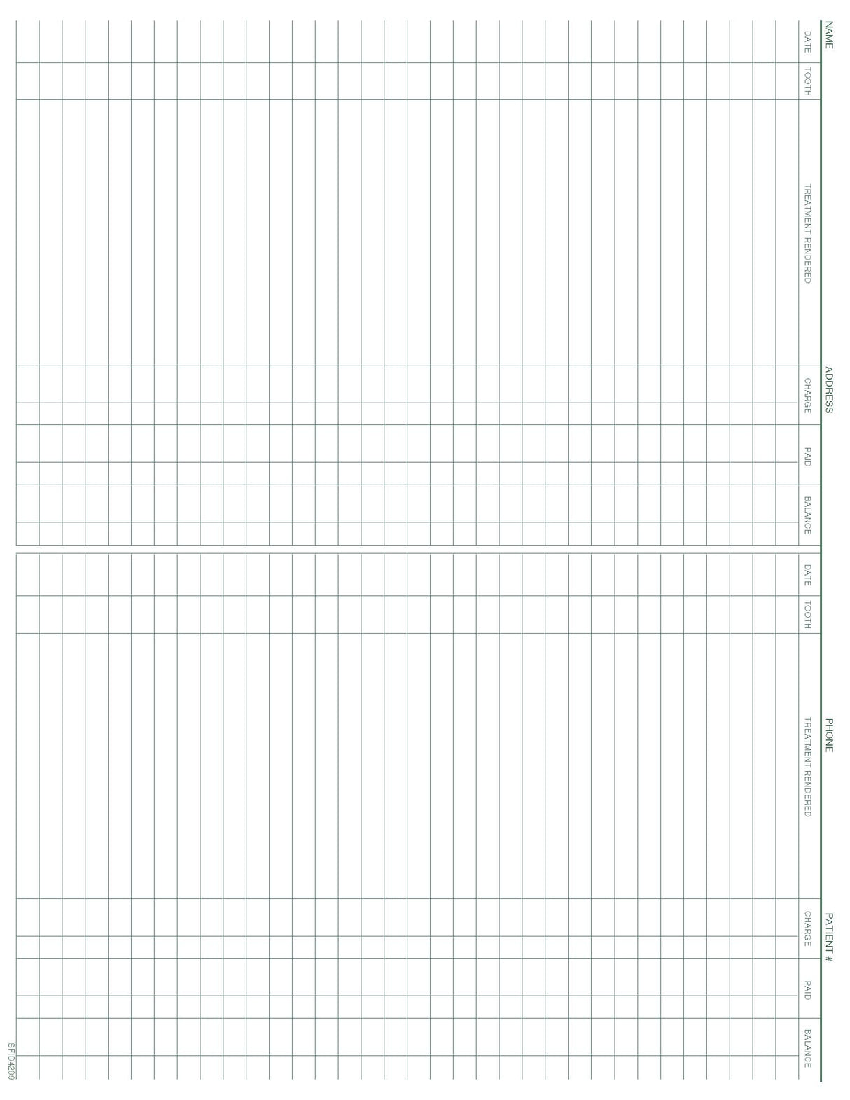 Dental Record form PMS 349 green 8‐1/2" x 11" (100/PK)