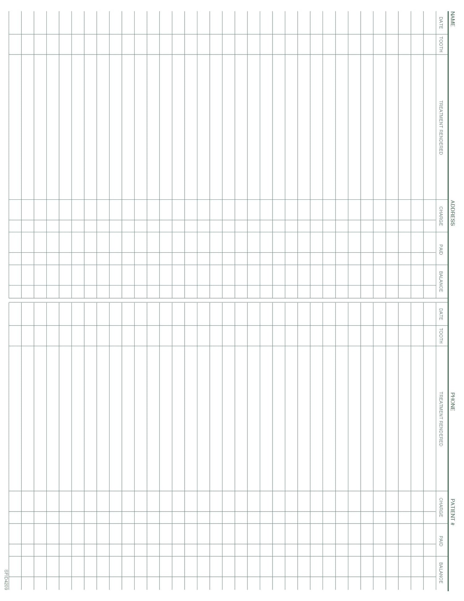 Dental Record form PMS 349 green 8‐1/2" x 11" (100/PK)