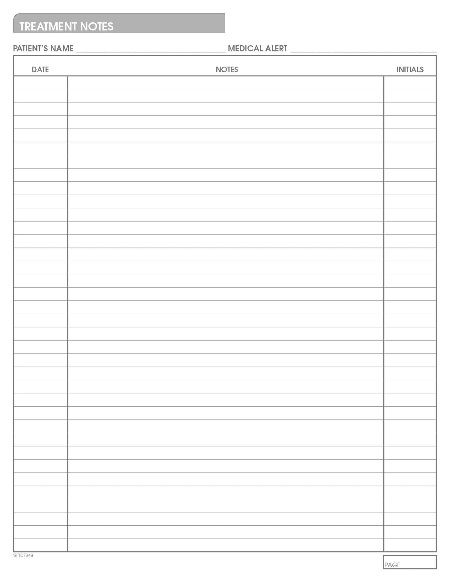 Chart Form Treatment Notes Black 8‐1/2" x 11" (100/PK)