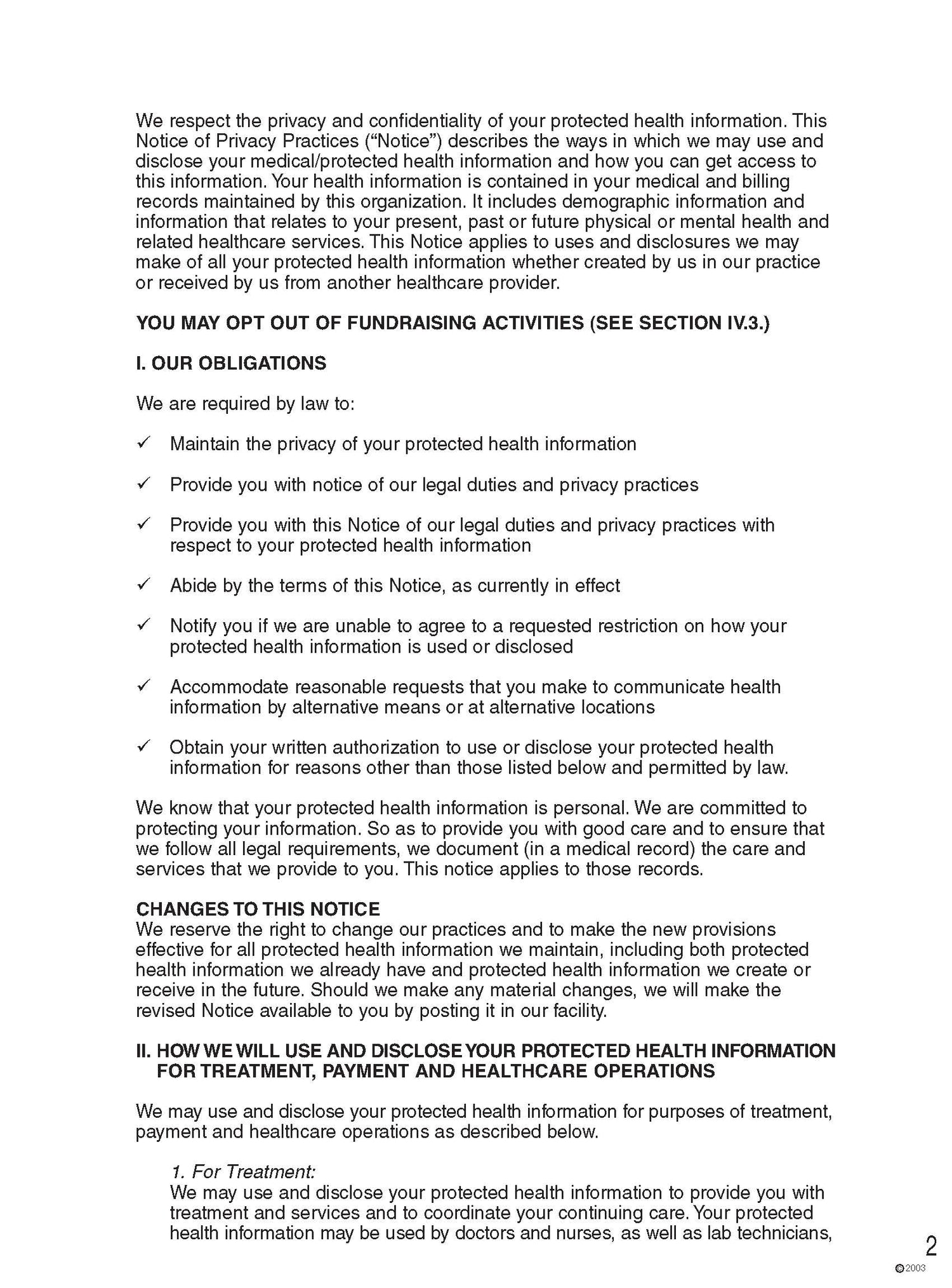 Notice of Privacy Practices English (250/Pack)