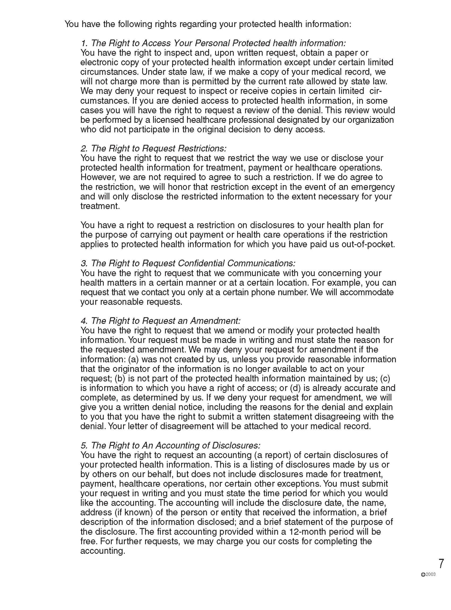 Notice of Privacy Practices English (250/Pack)