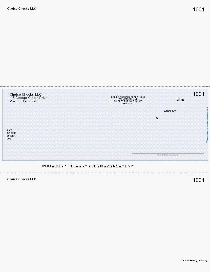 Wave Imprinted Business Checks in Middle - Good Security - Wave Blue