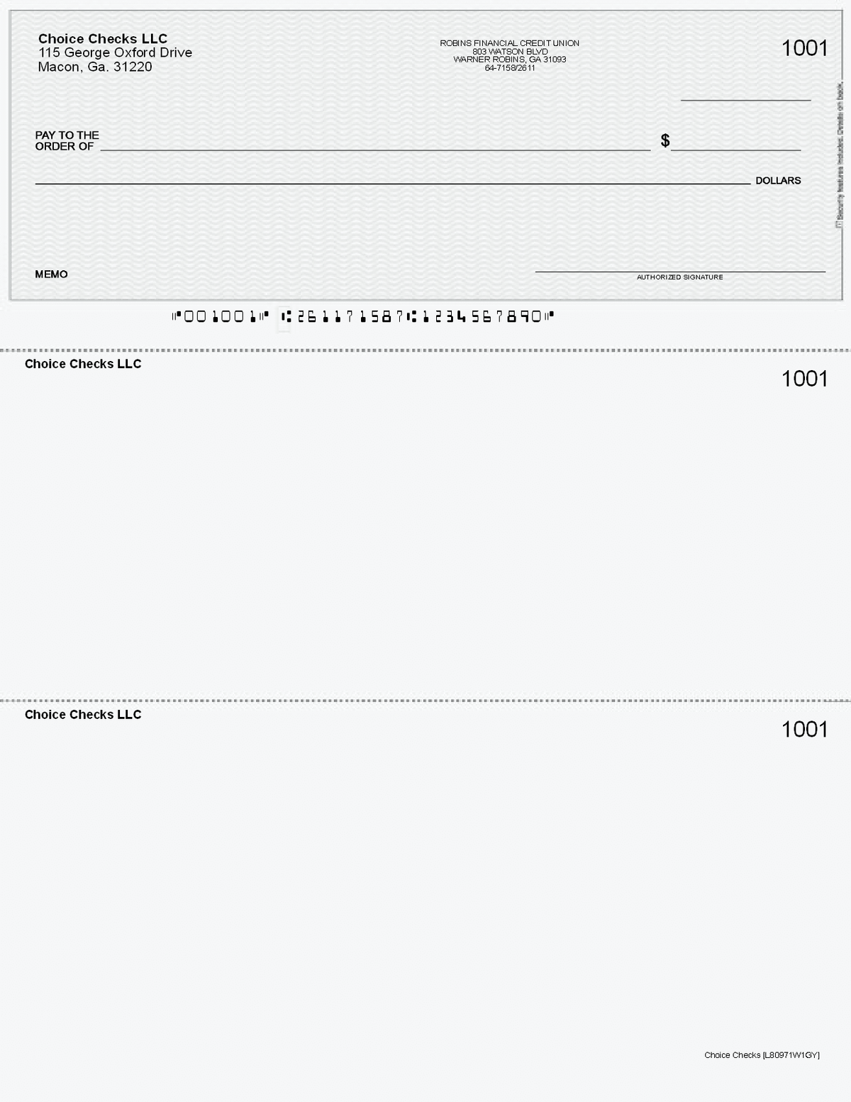 Wave Imprinted Business Checks on Top - Good Security - Wave Gray